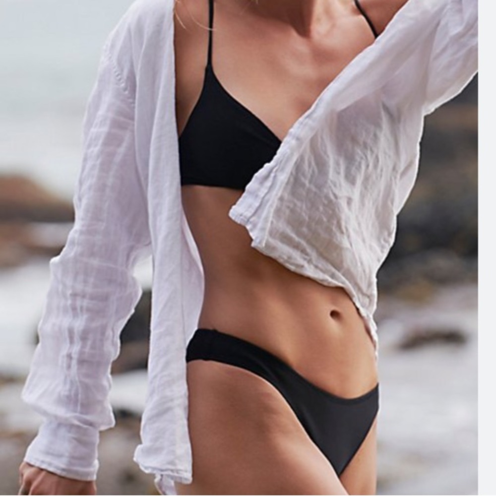 Bec + Bridge x Free People Aluna Bikini 6 / Sm Black Matte Mid-Rise Bottoms